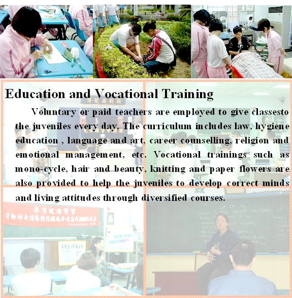 Voluntary or paid teachers are employed to give classes to the juveniles every day.
